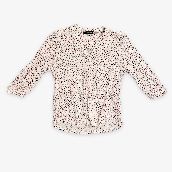 Karl Lagerfeld | Paris Henley Top Distressed Dot Spandex 3/4 Sleeve Size Small - Picture 4 of 6